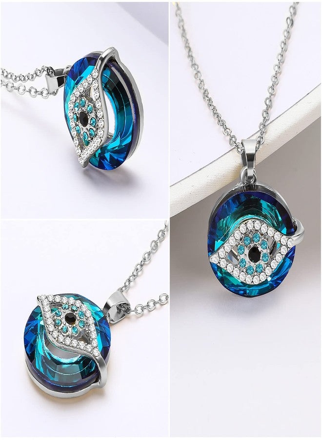 CARPDIM Evil Eye Necklace, Evil Eye Pendant Necklace with Circle Crystal as Evil Eye Jewelry Necklaces Good Luck Vintage Evil Eye Pendant Jewelry Birthday Necklaces for Women Friend Female - Image 4